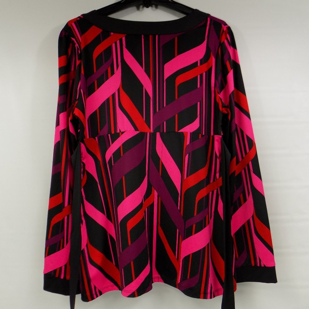 INC International Concepts Long Sleeve Blouse With Attached Belt Back Tie Size L - Picture 6 of 7